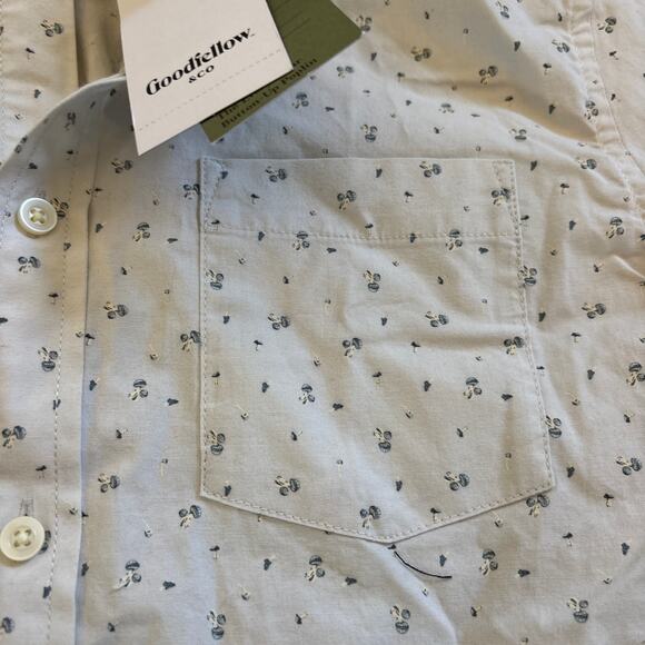 NWT Goodfellow Every Wear Poplin Button Up‎ Slim Shirt Gray Floral Men's Small - Picture 2 of 6